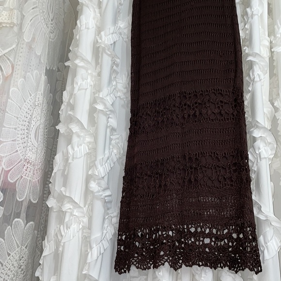 Chicos chocolate Brown knit lace maxi skirt thick and lined - Picture 3 of 5